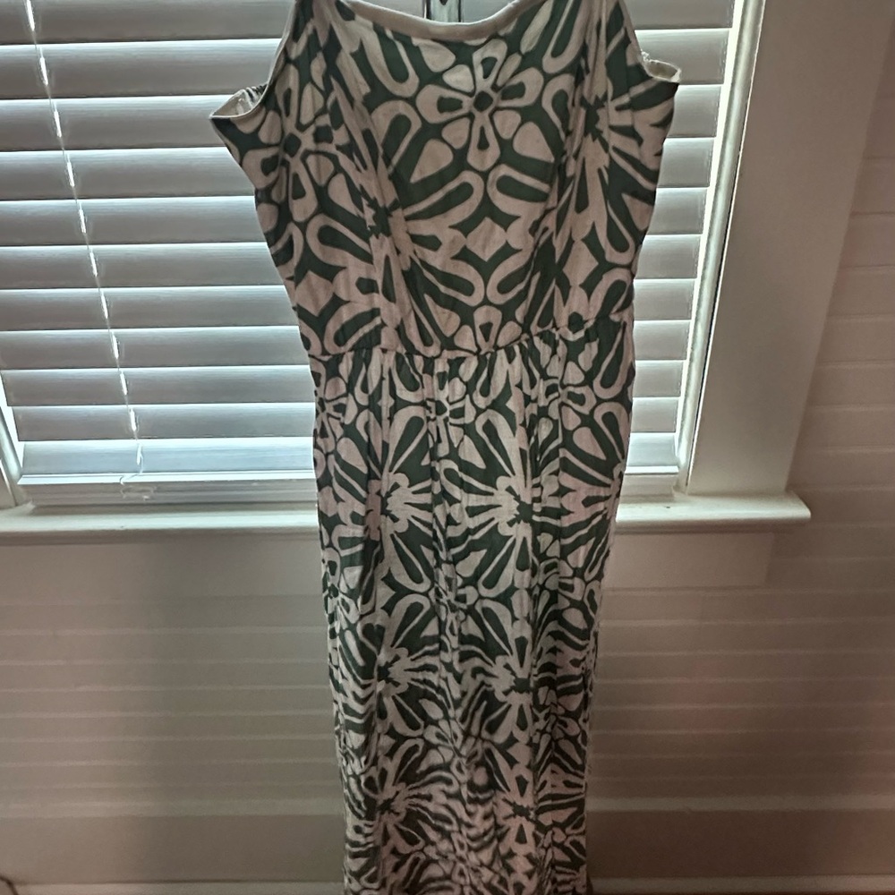 Green and White Floral Maxi Dress